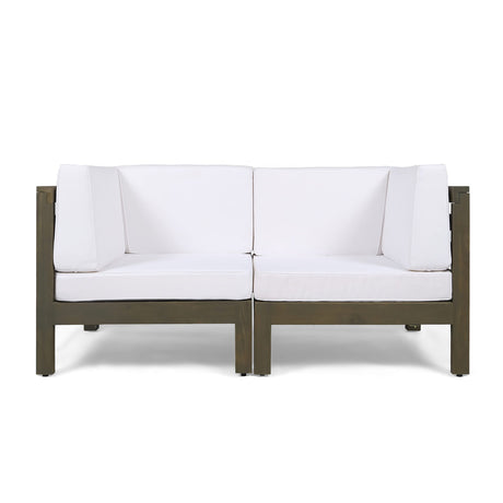 Great Deal Furniture Outdoor Sectional Loveseat Set - 2-Seater - Acacia Wood
