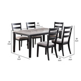Piece Dining Set, Rectangular Table, 6 Padded Chairs, Finish, Espresso and Gray