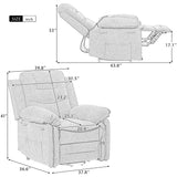 Power Lift Recliner Chair for Elderly Modern Linen Upholstered Electric Recliner Chair with Adjustable Massage and Heating Single Sofa Sofa with Infinite Position and Side Pocket for Living Room Beige