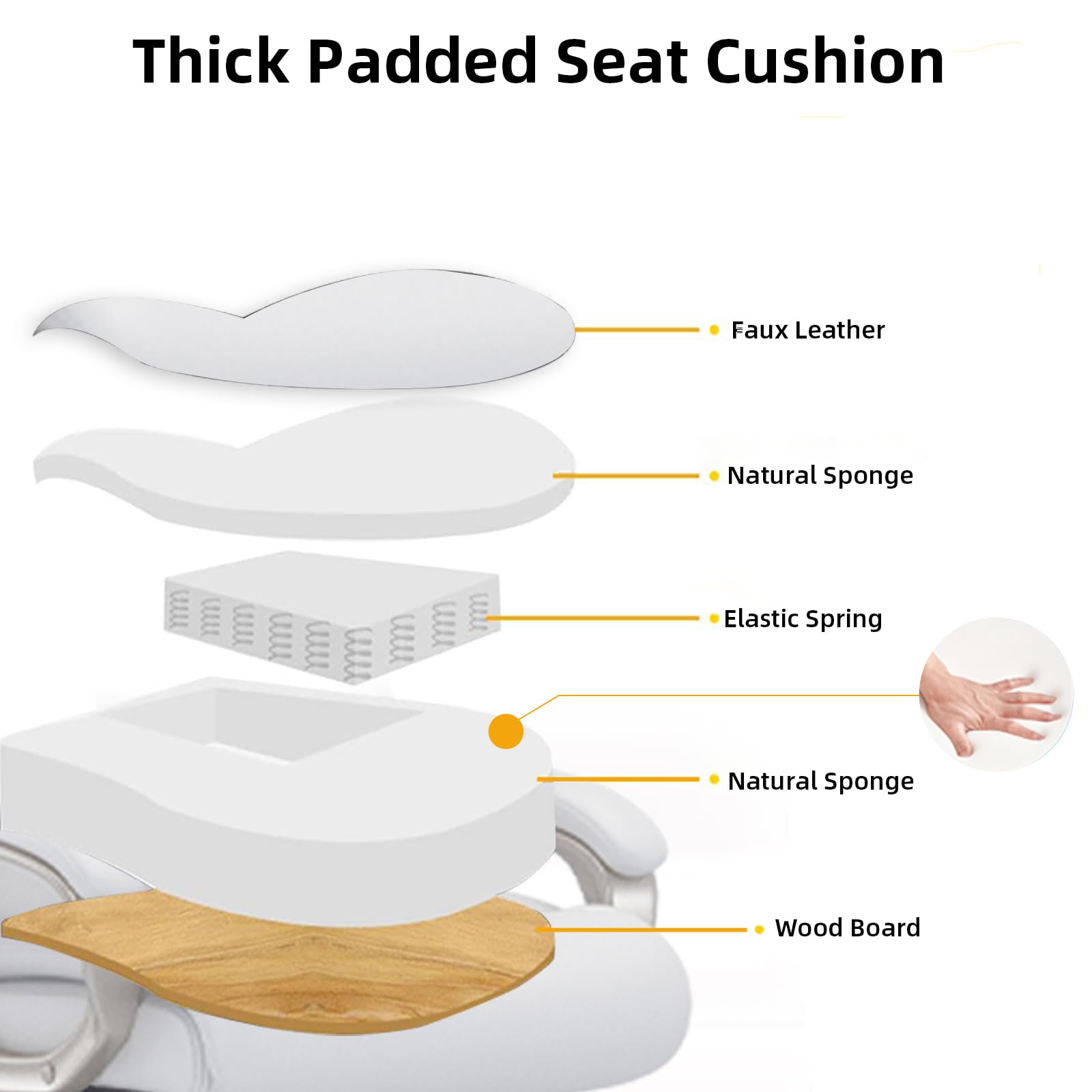 White Executive Office Chair - High Back PU Leather Desk Chair