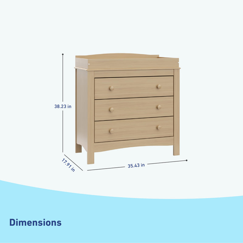 Noah 3 Drawer Chest with Changing Topper (Driftwood)