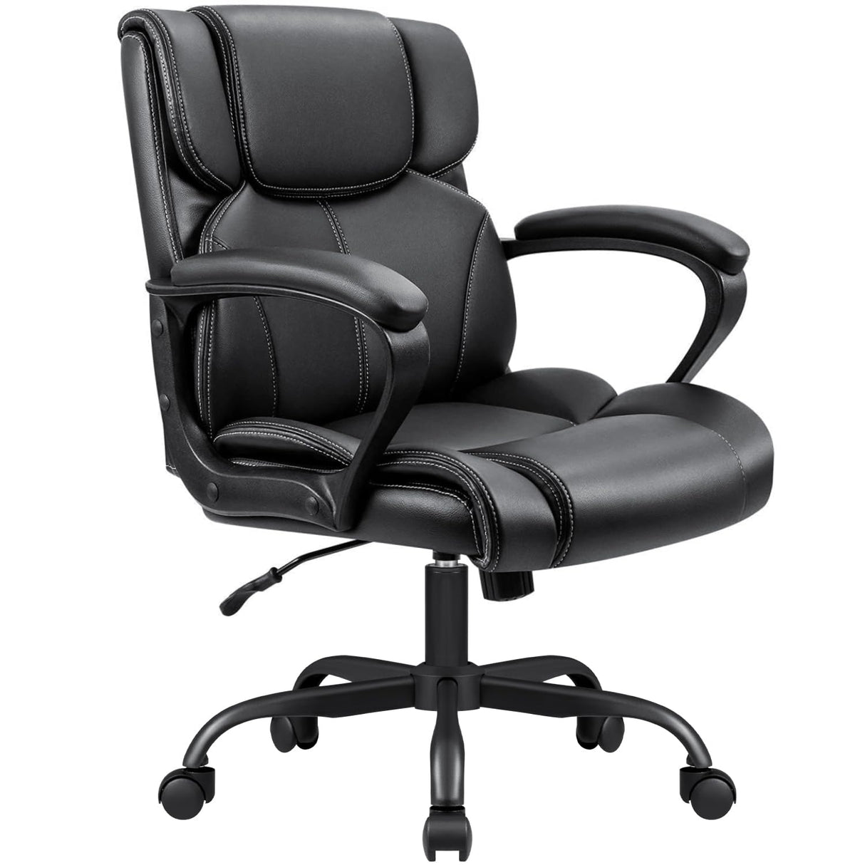 Mid Back Executive Office Chair Swivel Computer Task Chair with Armrests,Ergonomic