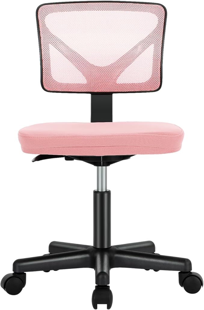 Armless Desk Chairs, Ergonomic Low Back Computer Chair No Arms, Adjustable Rolling Mesh Task Work Swivel Chairs