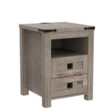 Nightstand wtih Charging Station, End Table, Side Table with 2 Drawers Storage Cabinet