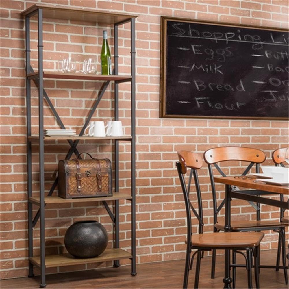 Lancashire Wood and Metal Bookcase, Brown