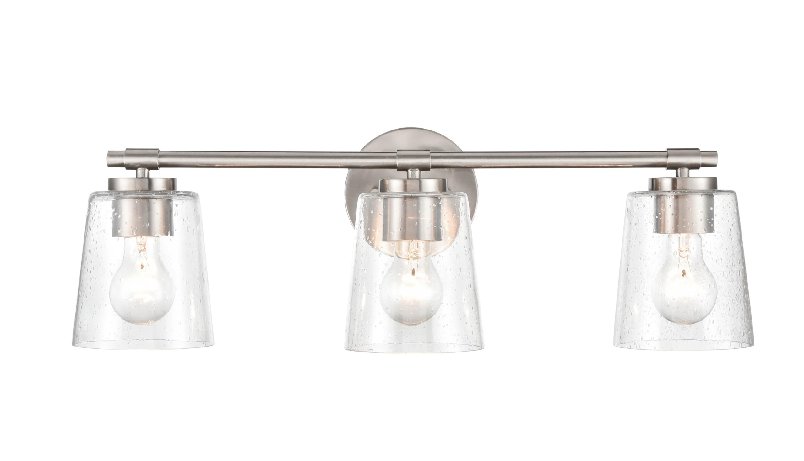 3 Light Bath Vanity-8 Inches Tall and 24.5 Inches Wide-Brushed Nickel Finish