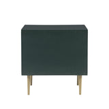 Linon Modern Dark Green Gold Hardware Lennon Two Drawer Nightstand