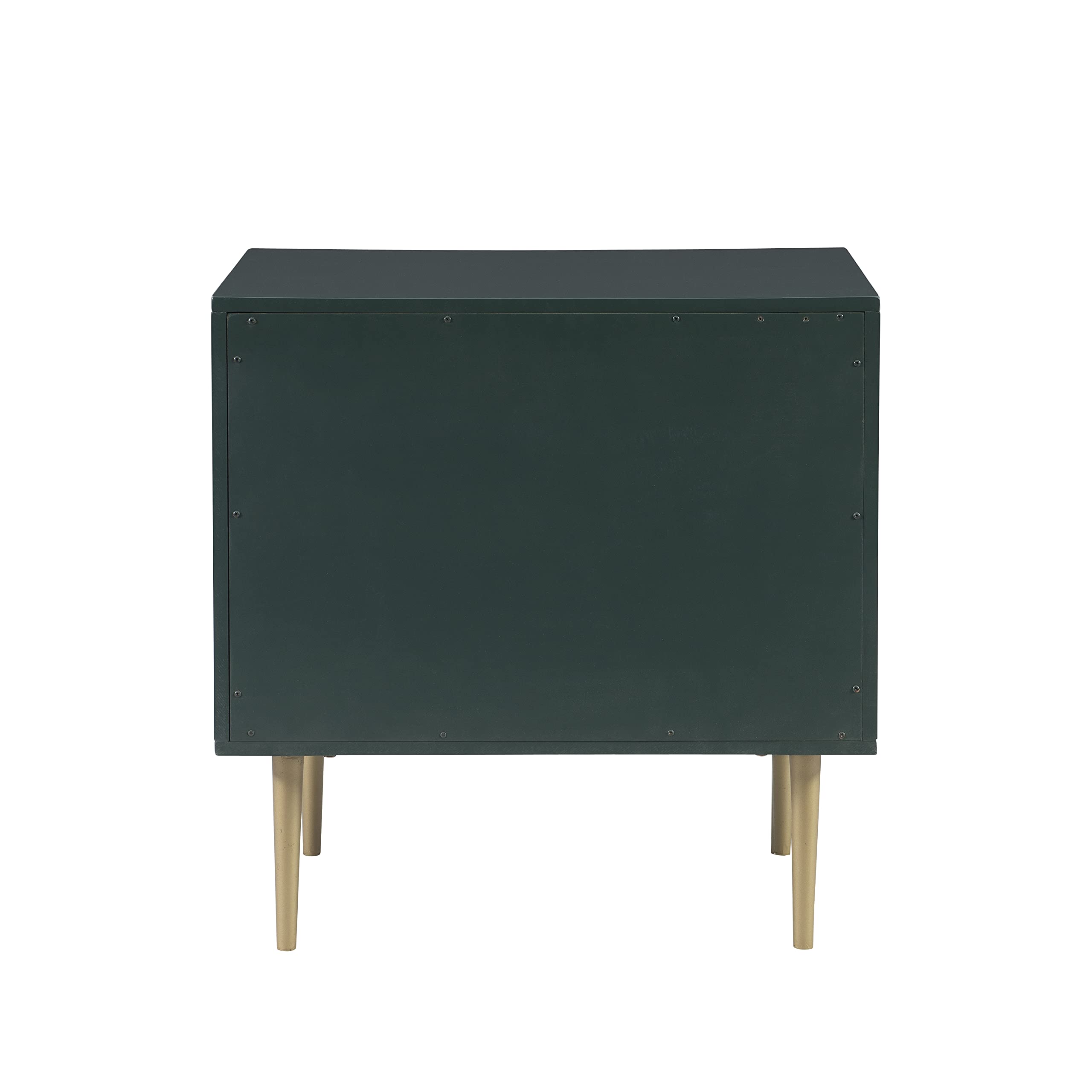 Linon Modern Dark Green Gold Hardware Lennon Two Drawer Nightstand