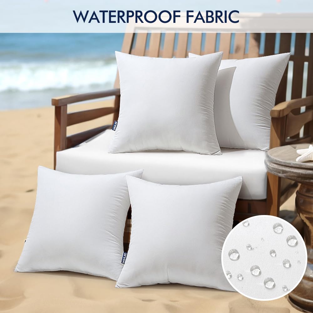 Pack of 4 16x16 Inch Outdoor Pillow Inserts Waterproof Decorative
