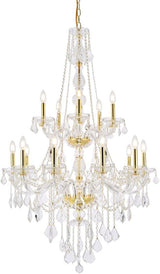 7815G33G/EC Cut Clear Crystal Verona 15-Light, Two-Tier Crystal Chandelier