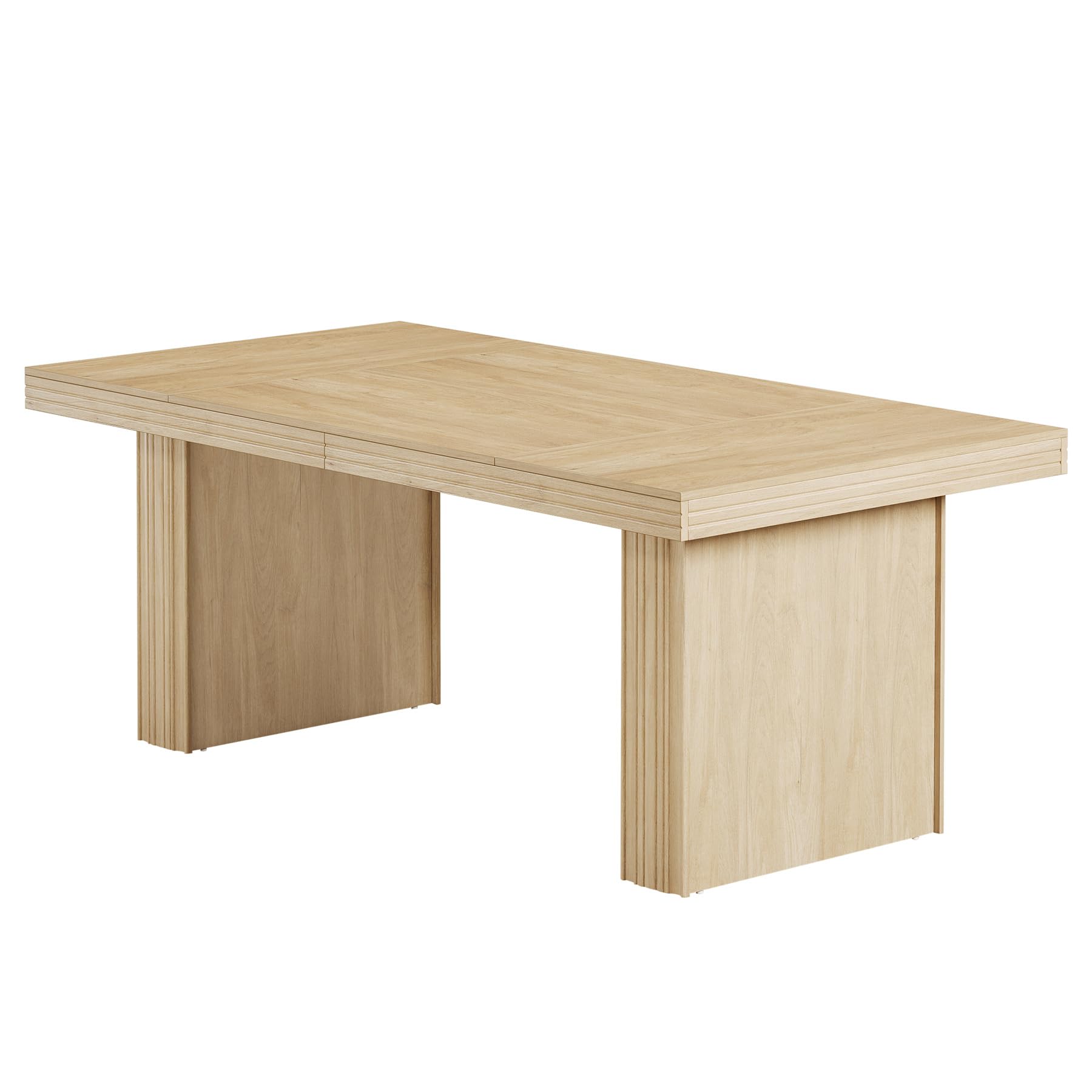 63-Inch Farmhouse Dining Table for 6 with Fluted Line Design