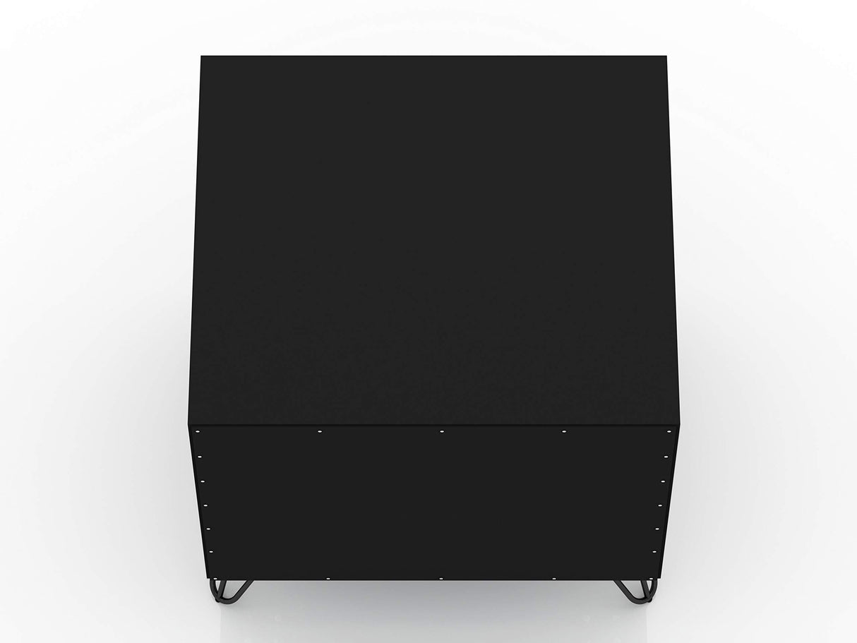 Manhattan Comfort Rockefeller Nightstand with Drawers, Mid Century Modern Bedside Table, Minimalist Display and Storage Organizer, Ideal for Bedroom and Living Room, Black