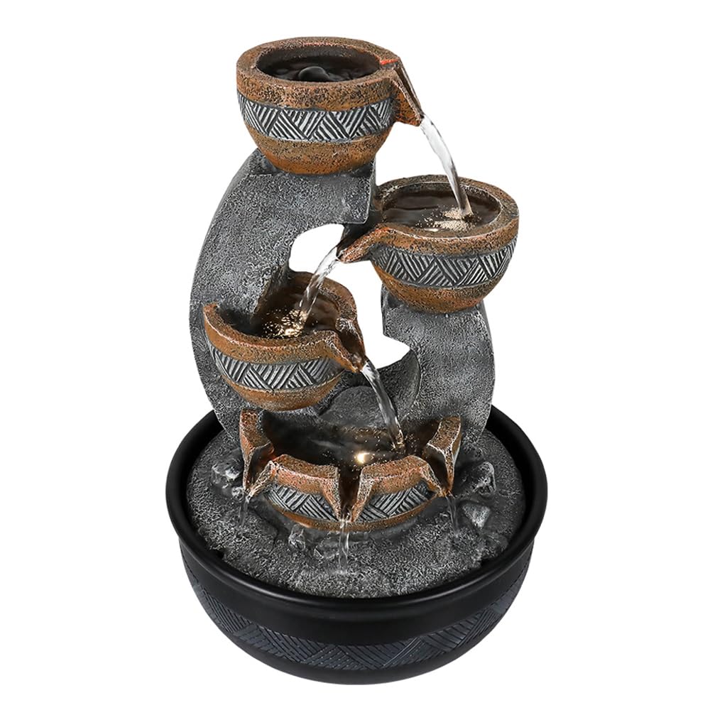 5.7''H Tabletop Water Fountain with LED Lights - Peaceful and Relaxing Water Sound