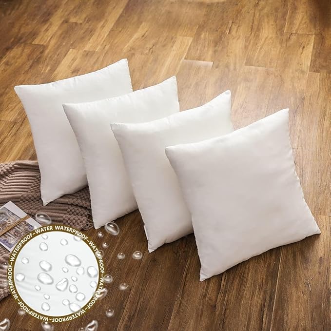 20x20 Outdoor Throw Pillow Insert Waterproof Set of 4, 20 x 20 Premium Resistant