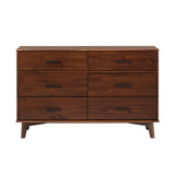 Modern 6-Drawer Dresser Bedroom Storage Organizer, 52 Inch, Walnut Finish