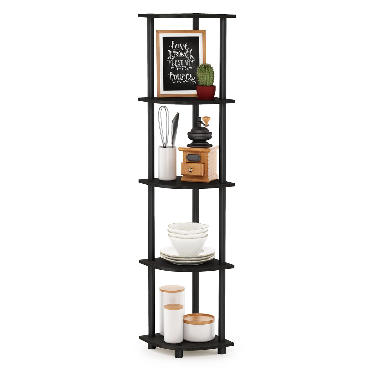 Turn-N-Tube 5 Tier Corner Display Rack Multipurpose Shelving Unit, 1-Pack