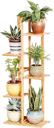 Bamboo 6 Tier 7 Potted Plant Stand Rack Multiple Flower Pot Holder Shelf