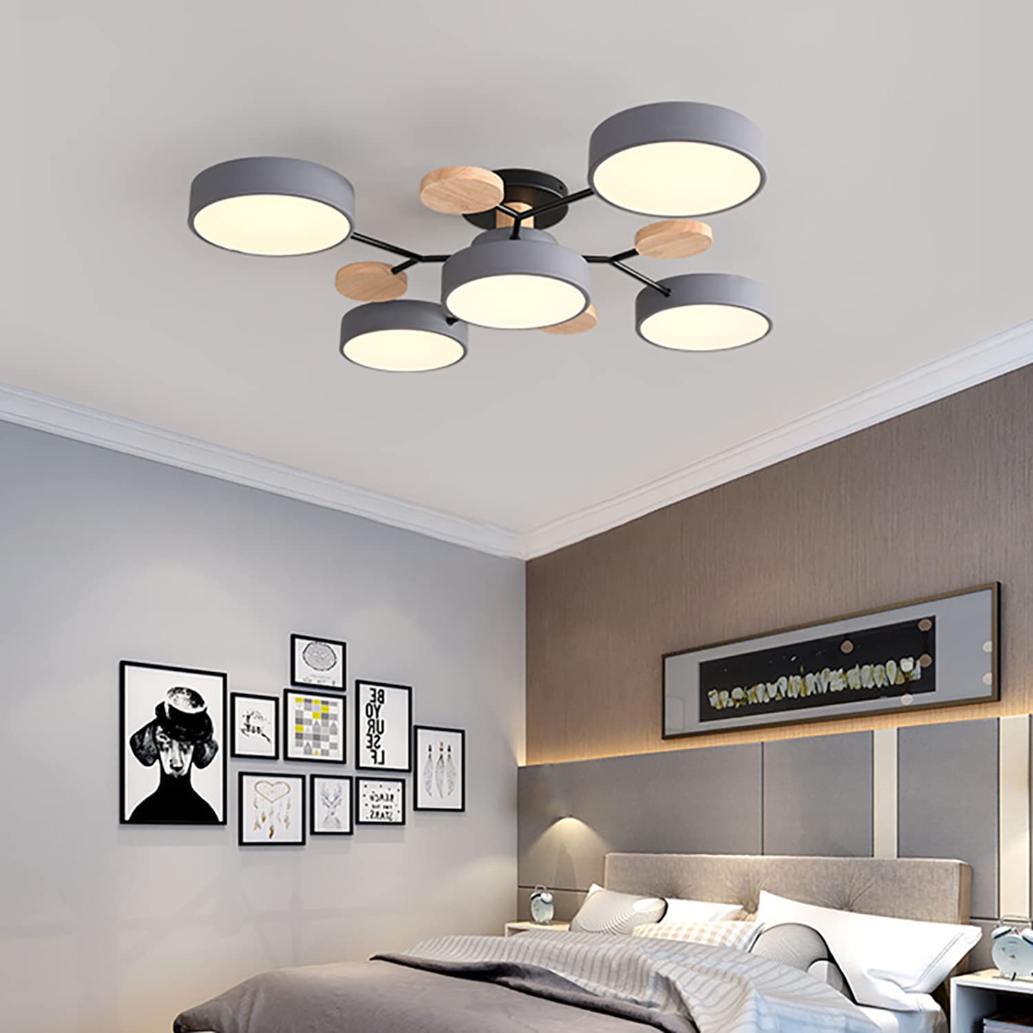 30 Inch LED Ceiling Light Fixture - 5-Light Dimmable Flush Mount
