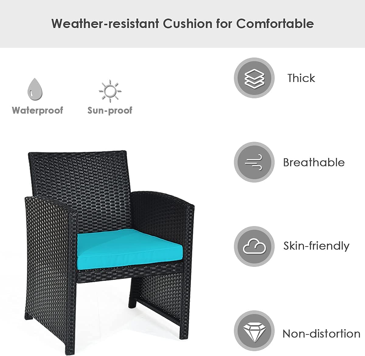 4 Pieces Patio Wicker Conversation Furniture