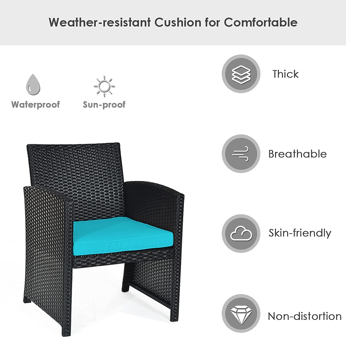 4 Pieces Patio Wicker Conversation Furniture