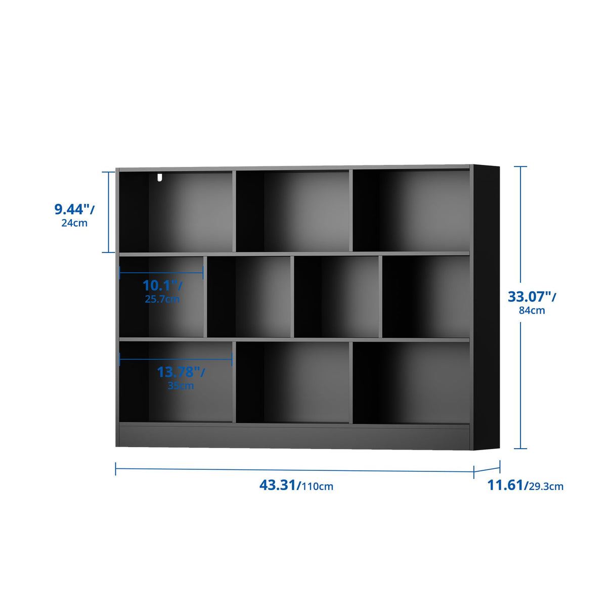 Bookshelf, 3-Tier Open Shelf Bookcase, 10 Cube Storage Organizer with Anti-Tilt Device,