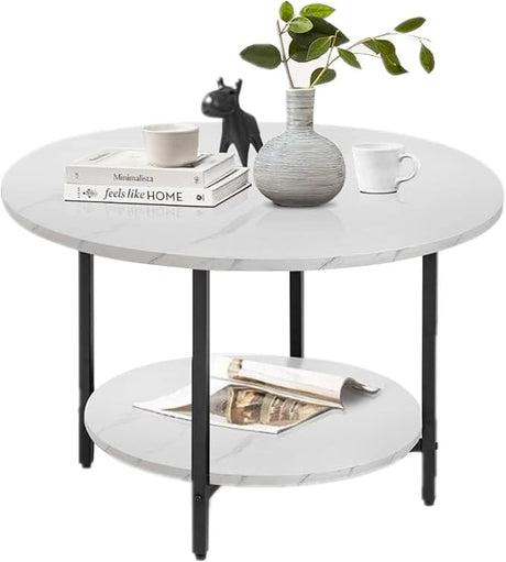 Round Coffee Tables, Accent Table Sofa Table Tea Table with Storage 2-Tier for Living Room,