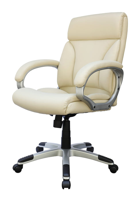 Modern Mid Back Executive Chair with Padded Armrests in Ivory