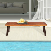 Set of 2 Outdoor Bench, Acacia Wood Patio Seating, Dining Benches