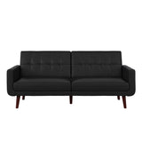 Nia 79 Inch Futon Sofa Bed in Faux Leather, Upholstered Couch Sleeper with Button