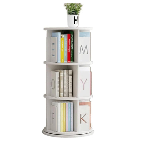 Bookshelf Bookcase 3-Tier Bookshelves 360° Rotating Bookshelf Storage Shelf Floor