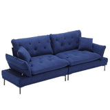 Modern Convertible Futon Sofa Bed, Line Multi-Person Sofa with Two Pillows and Soft Back