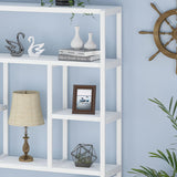 6 Tier Tall White Bookshelf, Big Metal Wooden Book Shelves Storage