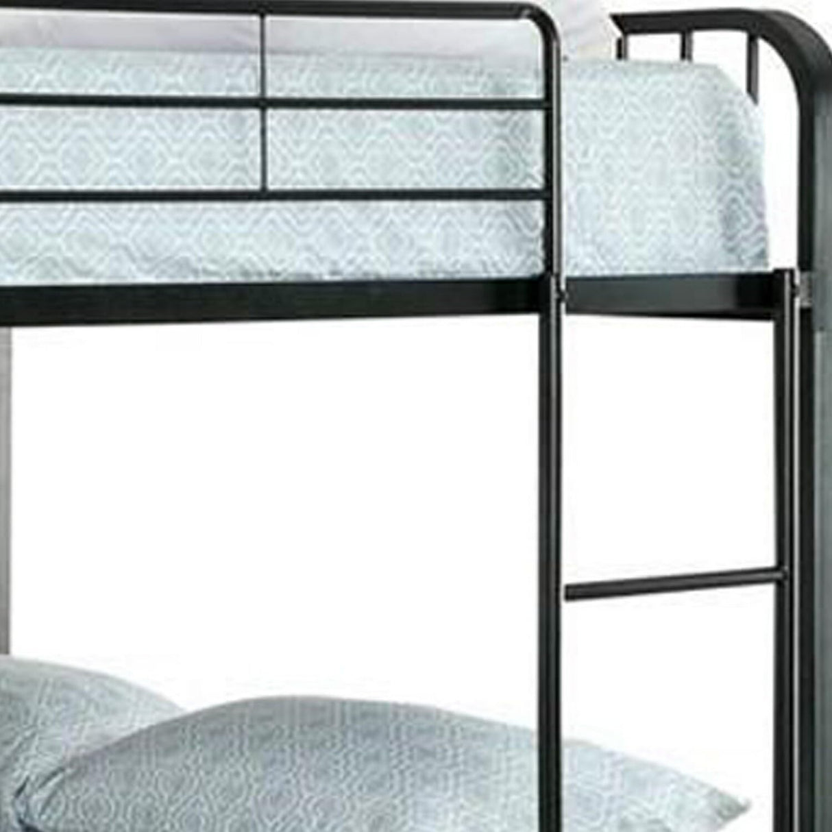 Slatted Design Metal Full Bunk Bed with Attached Ladder, Black