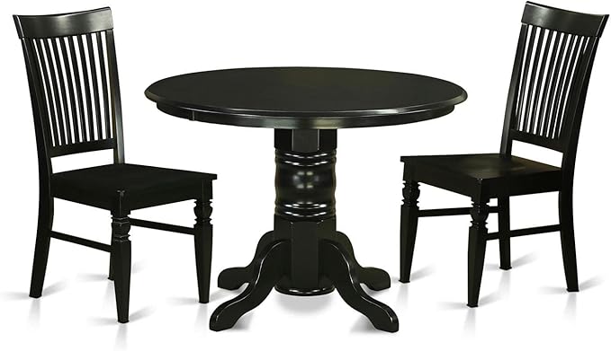 SHWE5-BLK-W 5 Piece Dining Room Furniture Set Includes a Round Dining Table