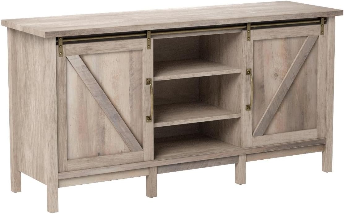 Modern Farmhouse TV Stand/Entertainment Center for TVs up to 60", Rustic Gray Finish