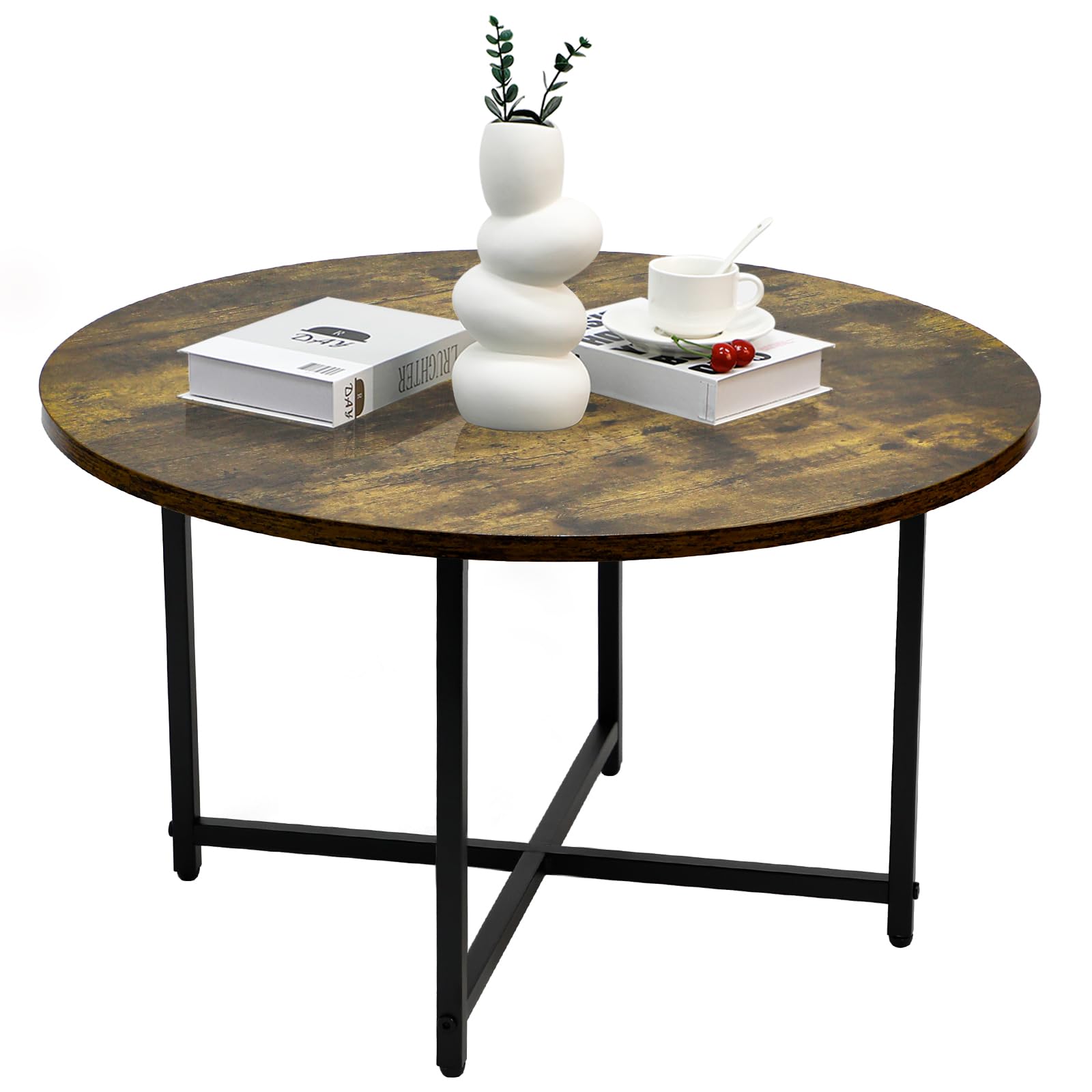 Set of 2 Coffee Table, 23.6" and 23.6" 2-Tier Table