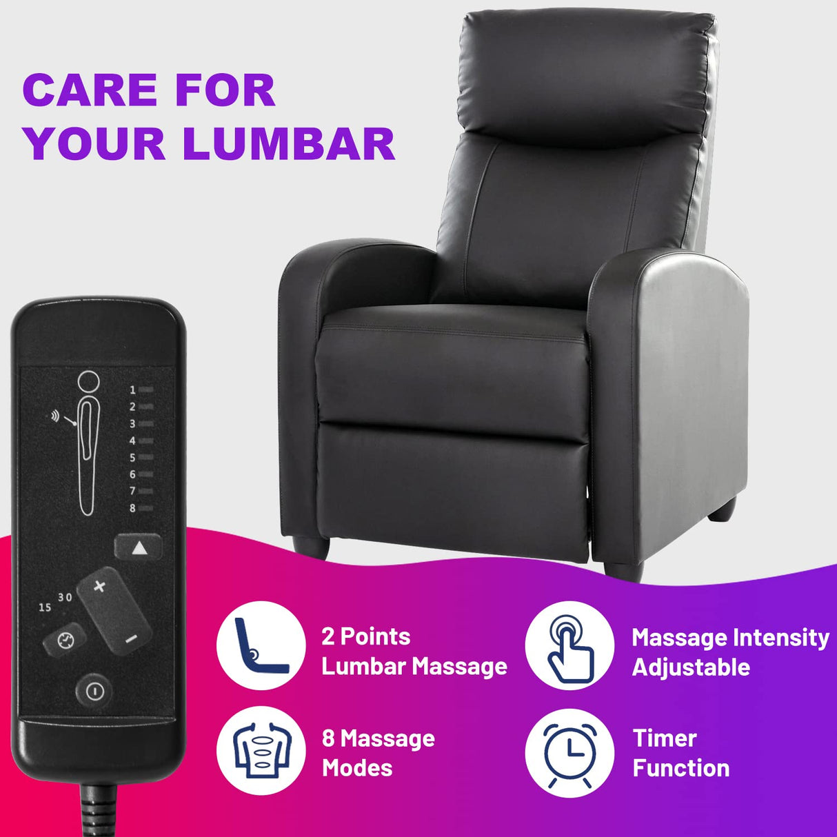 Massage Modern Adjustable Heated Recliner Home Theater Single Sofa Chair