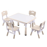 Height-Adjustable Kids Table and 4 Chairs Set, Toddler Table and Chair Set with Graffiti Desktop