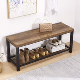 Shoe Bench, Industrial Entryway Bench with Metal Storage Shelf