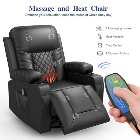 Recliner Chairs for Adults, Massage Rocker with Heated Modern Ergonomic Lounge 360