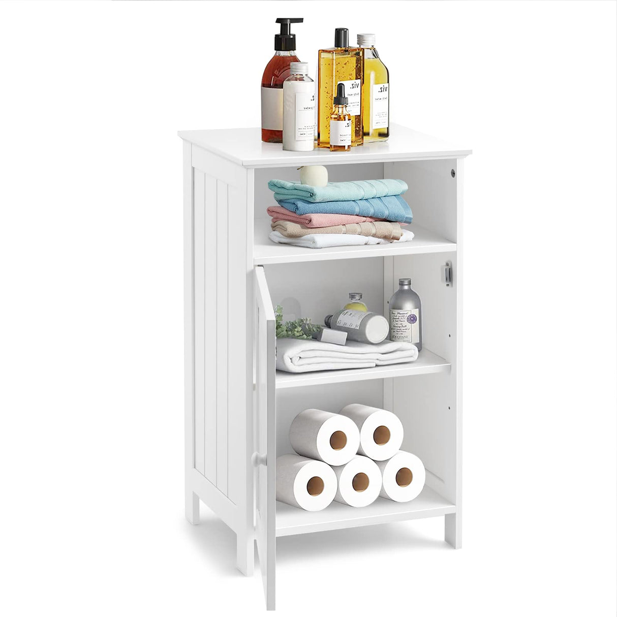 Small Floor Storage Cabinet/Organizer with Drawer and Door, For Bathroom & Toilet,