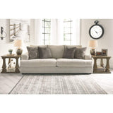 Soletren Contemporary Chenille Queen Sofa Sleeper with 4 Accent Pillows, Off-White