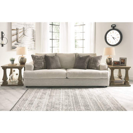 Soletren Contemporary Chenille Queen Sofa Sleeper with 4 Accent Pillows, Off-White