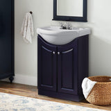 24" Contemporary Euro Vanity in Satin Black w/White Ceramic Vanity Top