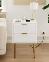 Charging Station,Mid-Century Modern Bedside Table with Storage Drawer and Open