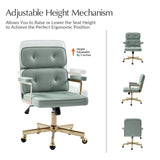 Faux Leather Office Chair with Tufted Backrest - Sage Green