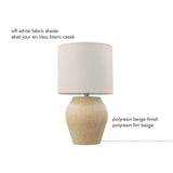 61000049 18" Ceramic Table Lamp, Soft Beige Finish, White Linen Shade, On/Off Rotary Switch on Socket, Table Lamp for Living Room, Home Décor,