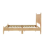 Natural Finish Wooden Queen Platform Bed 1pc Mid-Century Modern Bedroom Furniture