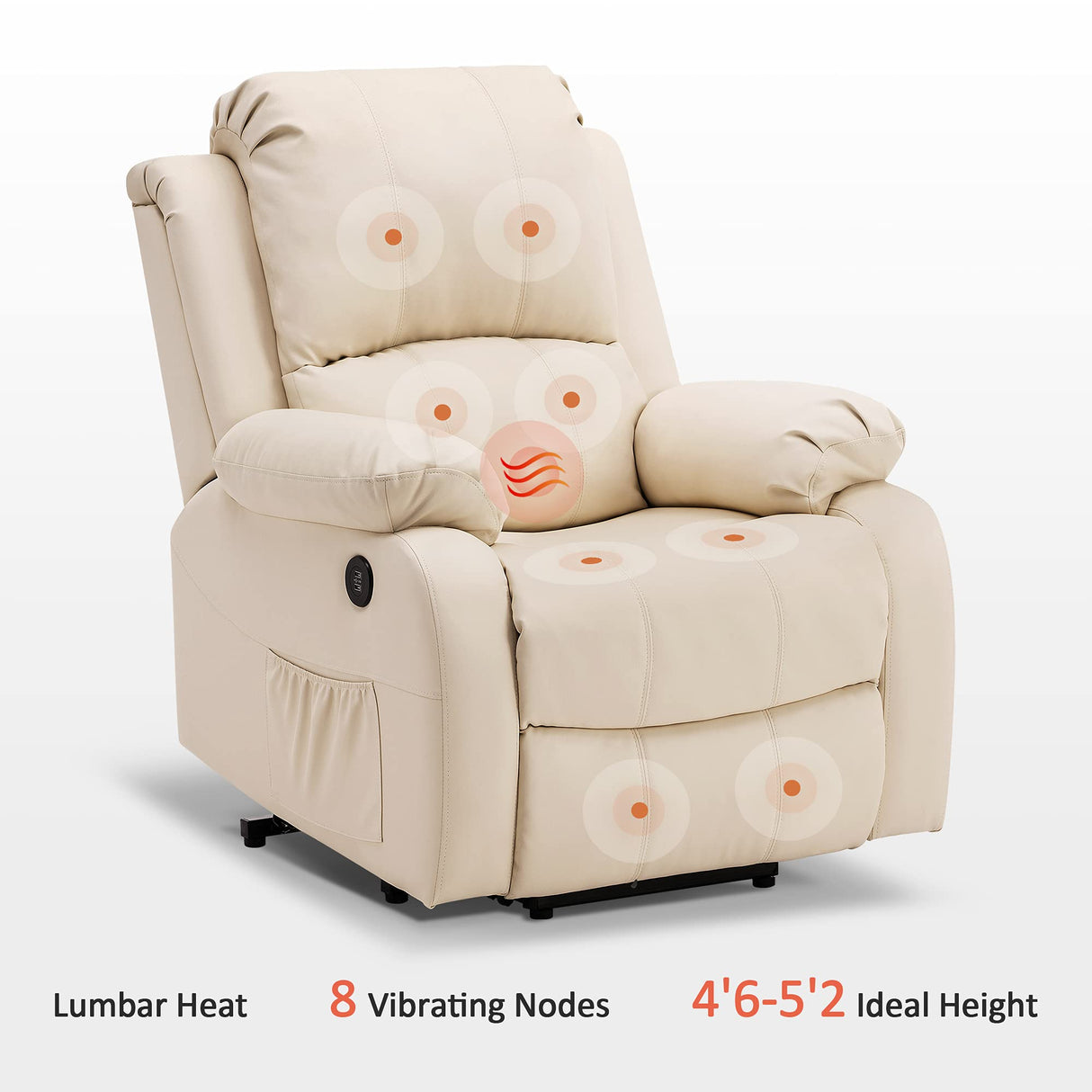 Small-Regular Power Lift Recliner Chair with Massage and Heat for Petite Elderly People,