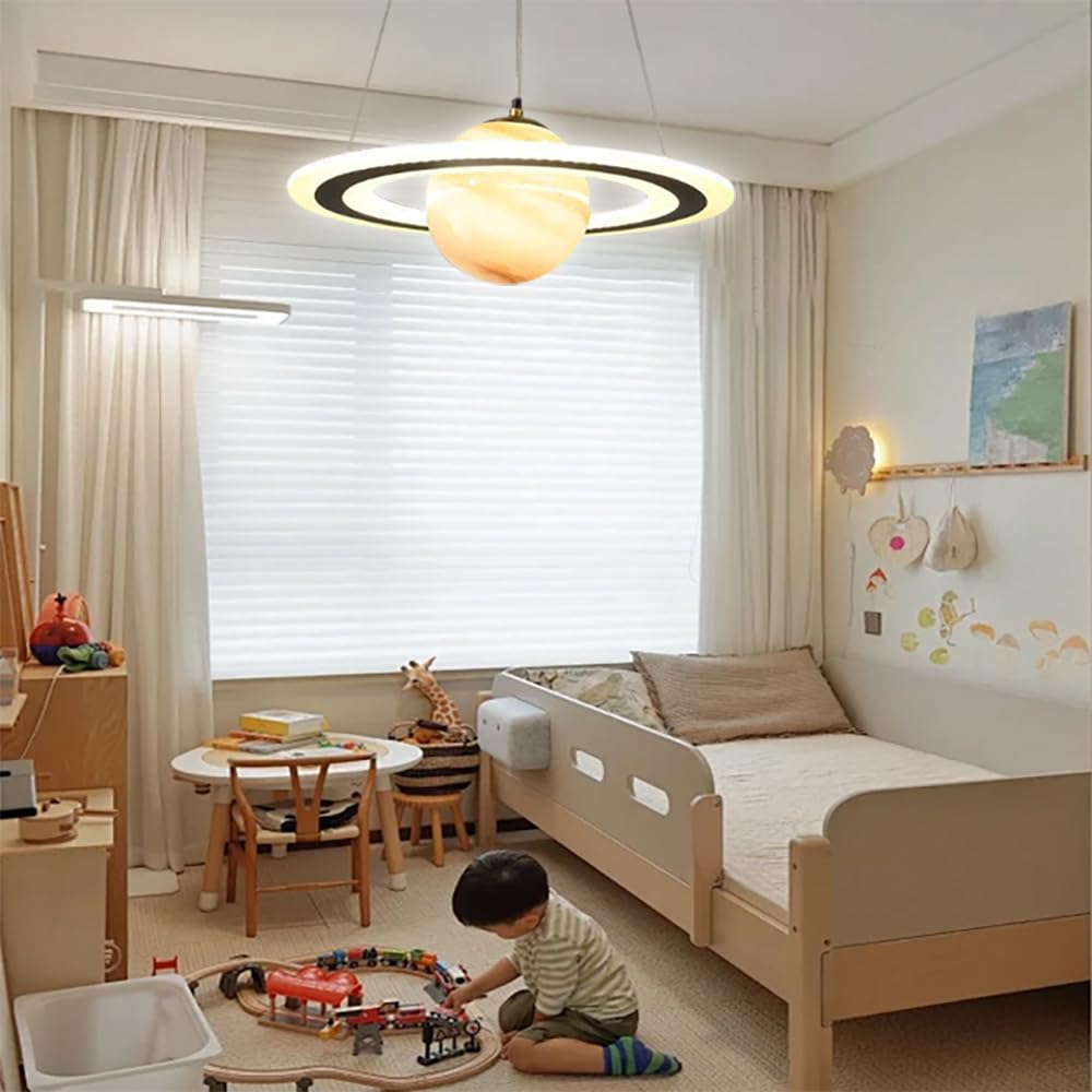 Kids Planet Glass Pendant Light - LED Dimmable Space Chandelier